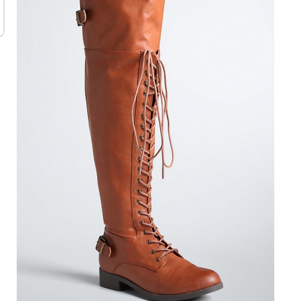Over the Knee Lace Up Wide Calf Boots